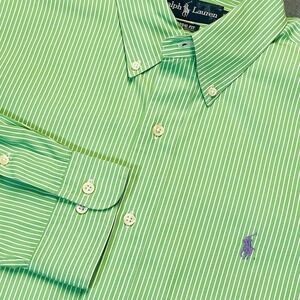 Ralph Lauren Mens 16.5 Classic‎ Fit Striped Button Down Shirt Long Sleeve Pony